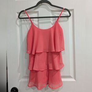 Candies Ruffled Tank Top Juniors Size XS Y2K Coquette Coral Spaghetti Straps 90s